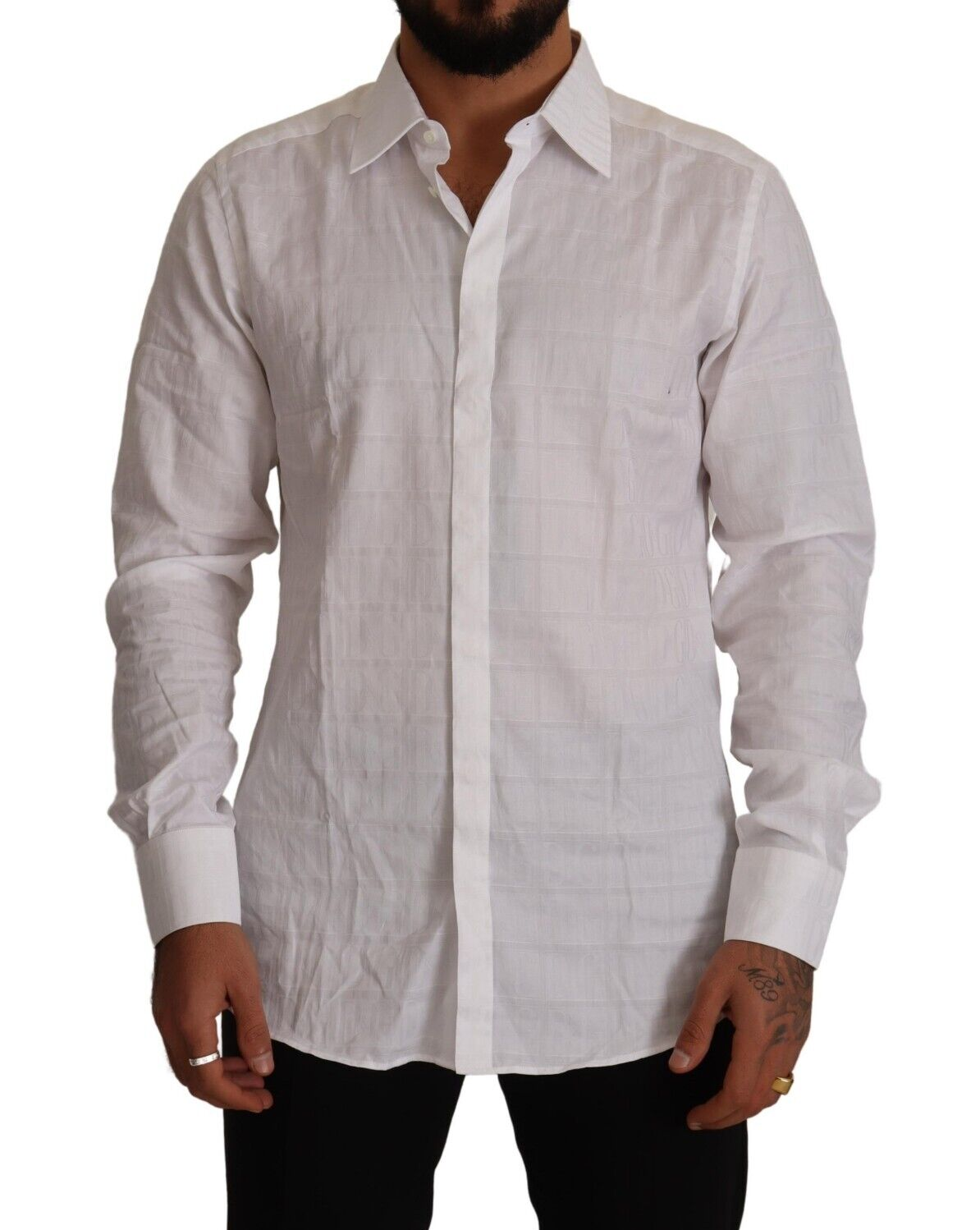 Dolce & Gabbana White GOLD Cotton Slim Fit Dress Formal Shirt -   -  Dolce & Gabbana.
