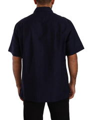 Dolce & Gabbana Navy Blue Button Down Short Sleeves Shirt -   -  Dolce & Gabbana.