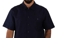 Dolce & Gabbana Navy Blue Button Down Short Sleeves Shirt -   -  Dolce & Gabbana.