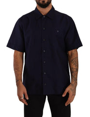Dolce & Gabbana Navy Blue Button Down Short Sleeves Shirt -   -  Dolce & Gabbana.