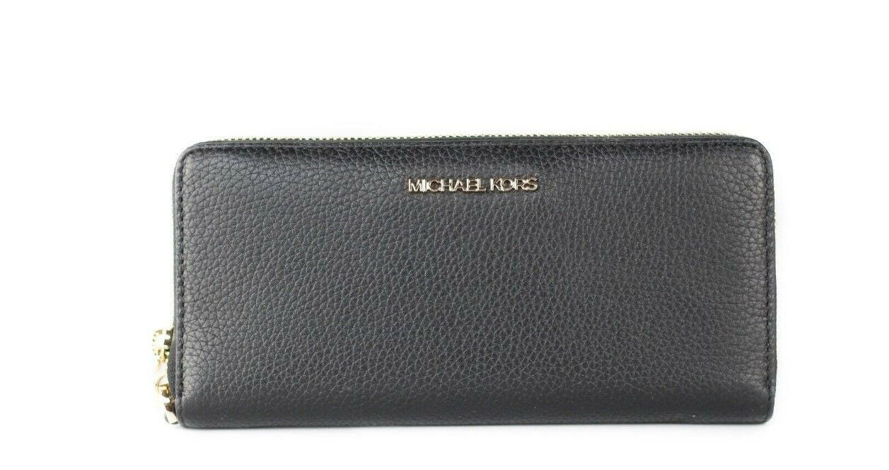 Michael Kors Jet Set Travel Large Black Pebble Leather Continental Wrist Wallet -   -  Michael Kors.