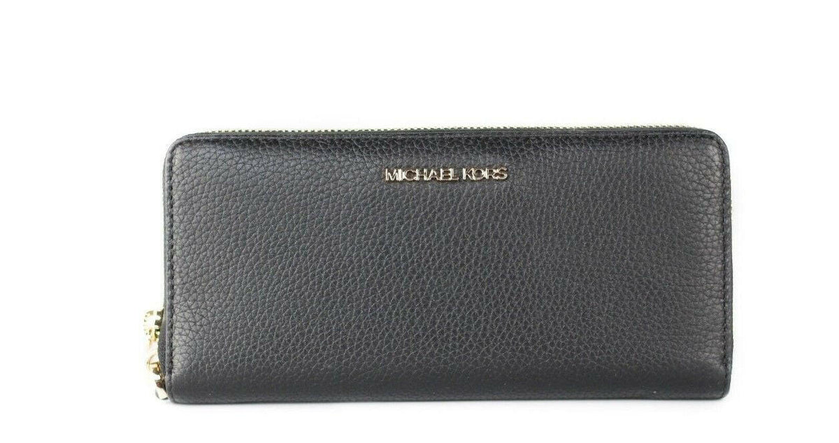 Michael Kors Jet Set Travel Large Black Pebble Leather Continental Wrist Wallet -   -  Michael Kors.