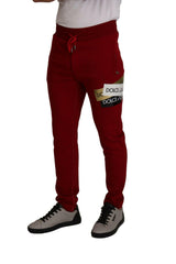 Dolce & Gabbana Red Cotton Logo Patch Sweatpants Jogging Pants -   -  Dolce & Gabbana.