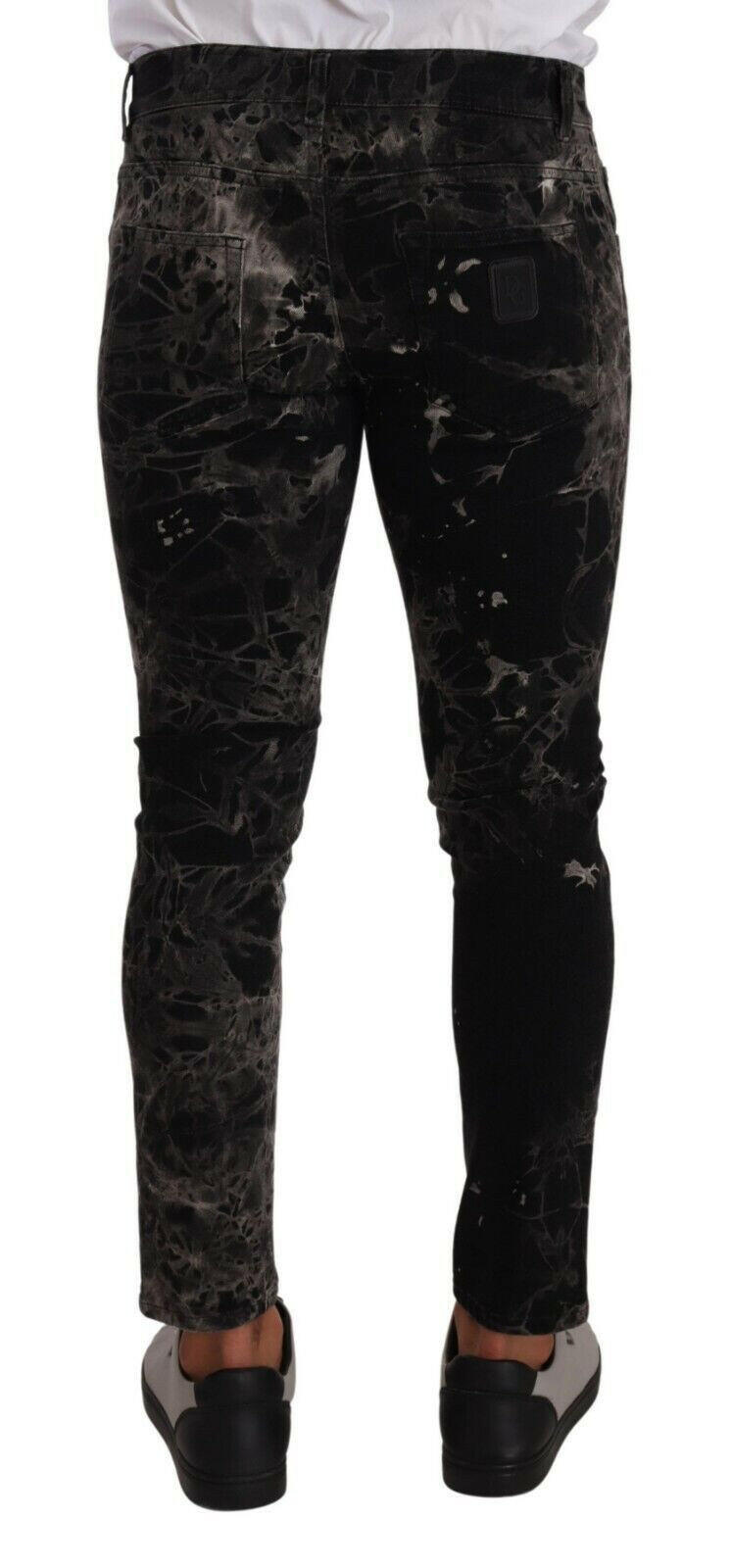 Dolce & Gabbana Black Patterned Skinny Slim Fit Jeans -   -  Dolce & Gabbana.