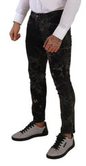 Dolce & Gabbana Black Patterned Skinny Slim Fit Jeans -   -  Dolce & Gabbana.