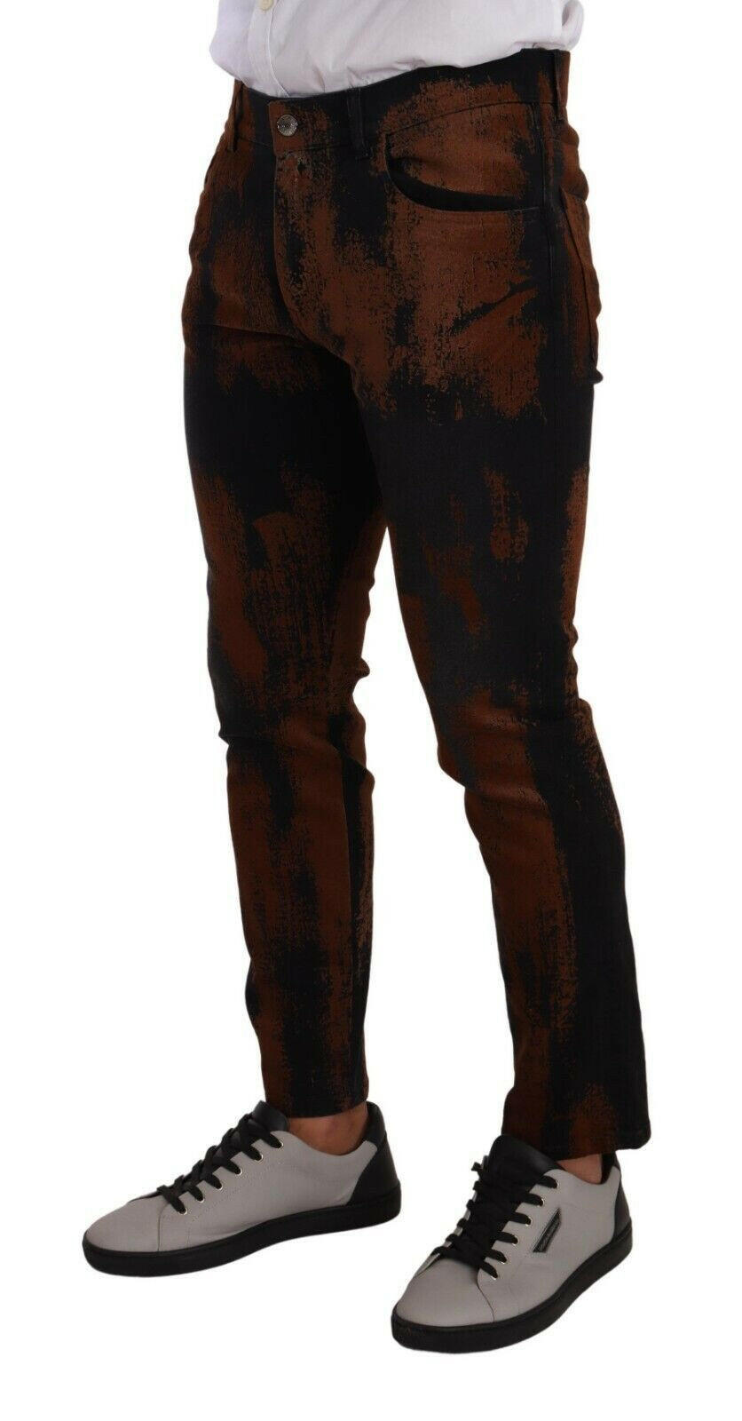 Dolce & Gabbana Black Brown Tie Dye Cotton Skinny Denim Jeans -   -  Dolce & Gabbana.