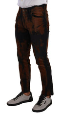 Dolce & Gabbana Black Brown Tie Dye Cotton Skinny Denim Jeans -   -  Dolce & Gabbana.
