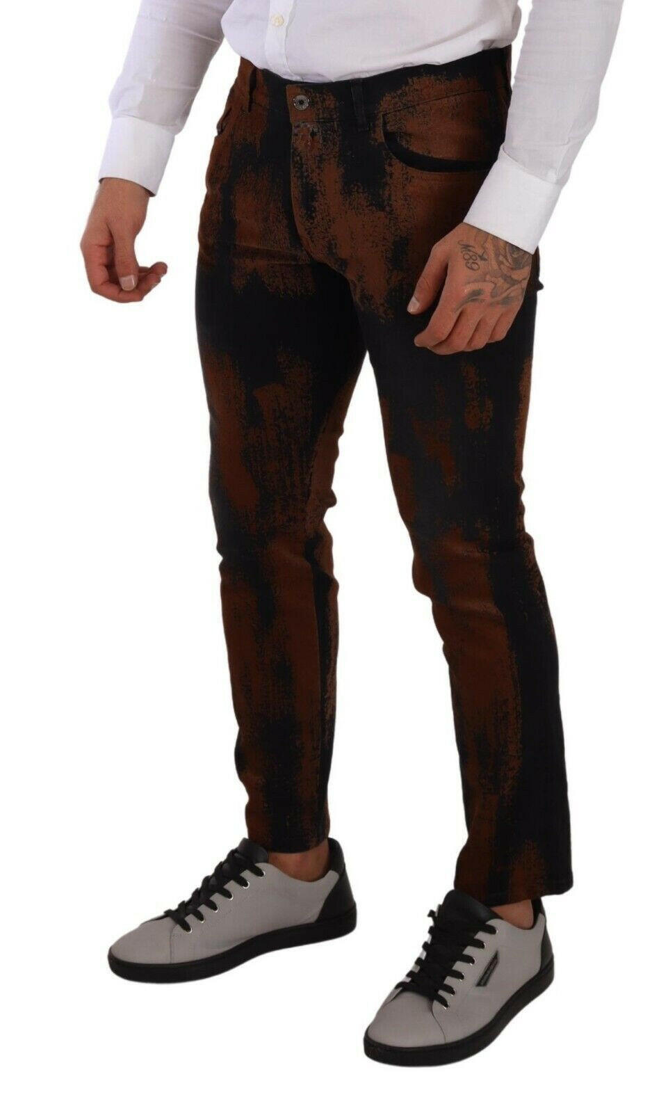 Dolce & Gabbana Black Brown Tie Dye Cotton Skinny Denim Jeans -   -  Dolce & Gabbana.