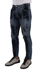 Dolce & Gabbana Blue Black Cotton Skinny Denim Jeans -   -  Dolce & Gabbana.