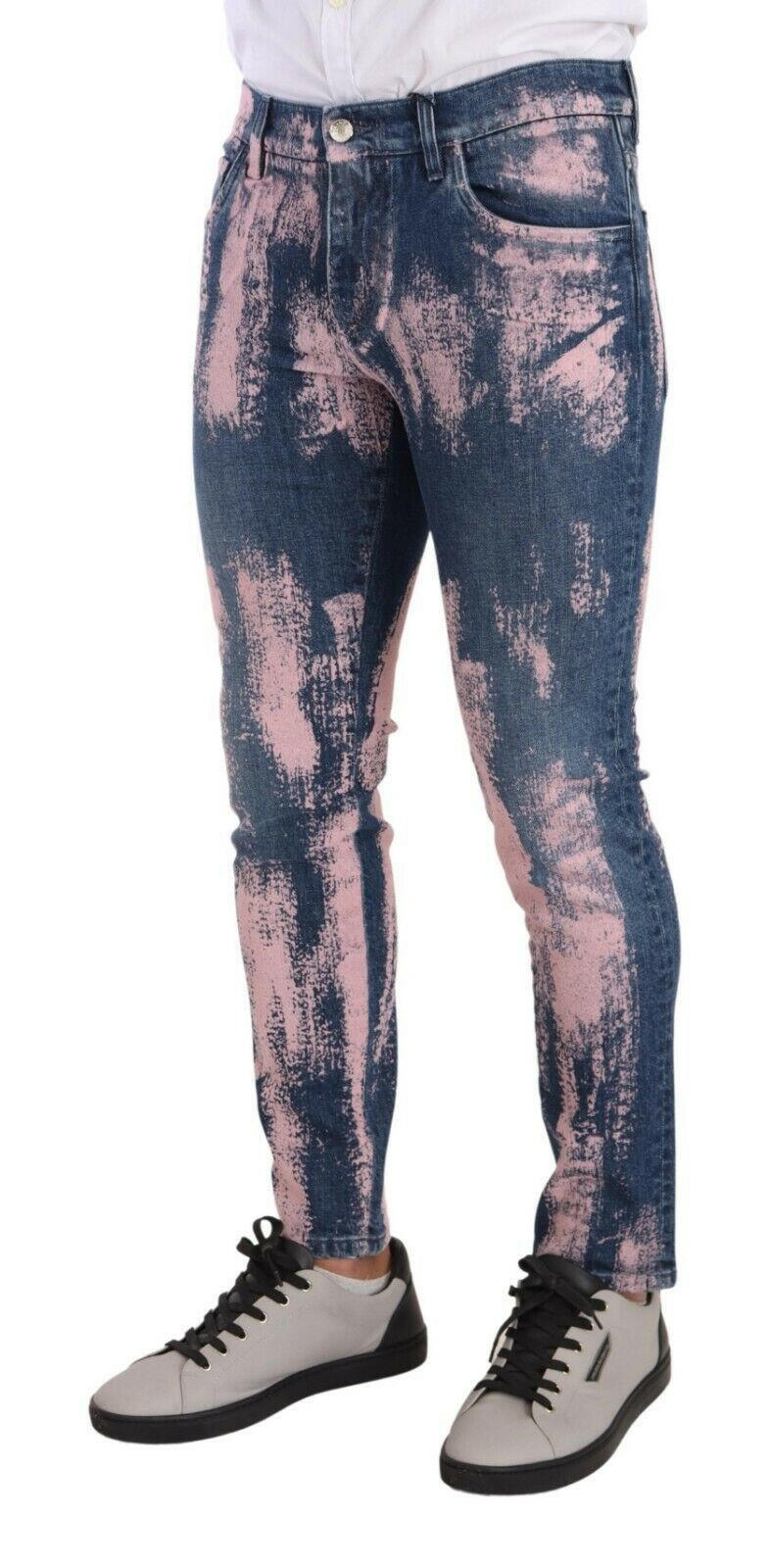 Dolce & Gabbana Blue Pink Tie Dye Cotton Skinny Denim Jeans -   -  Dolce & Gabbana.
