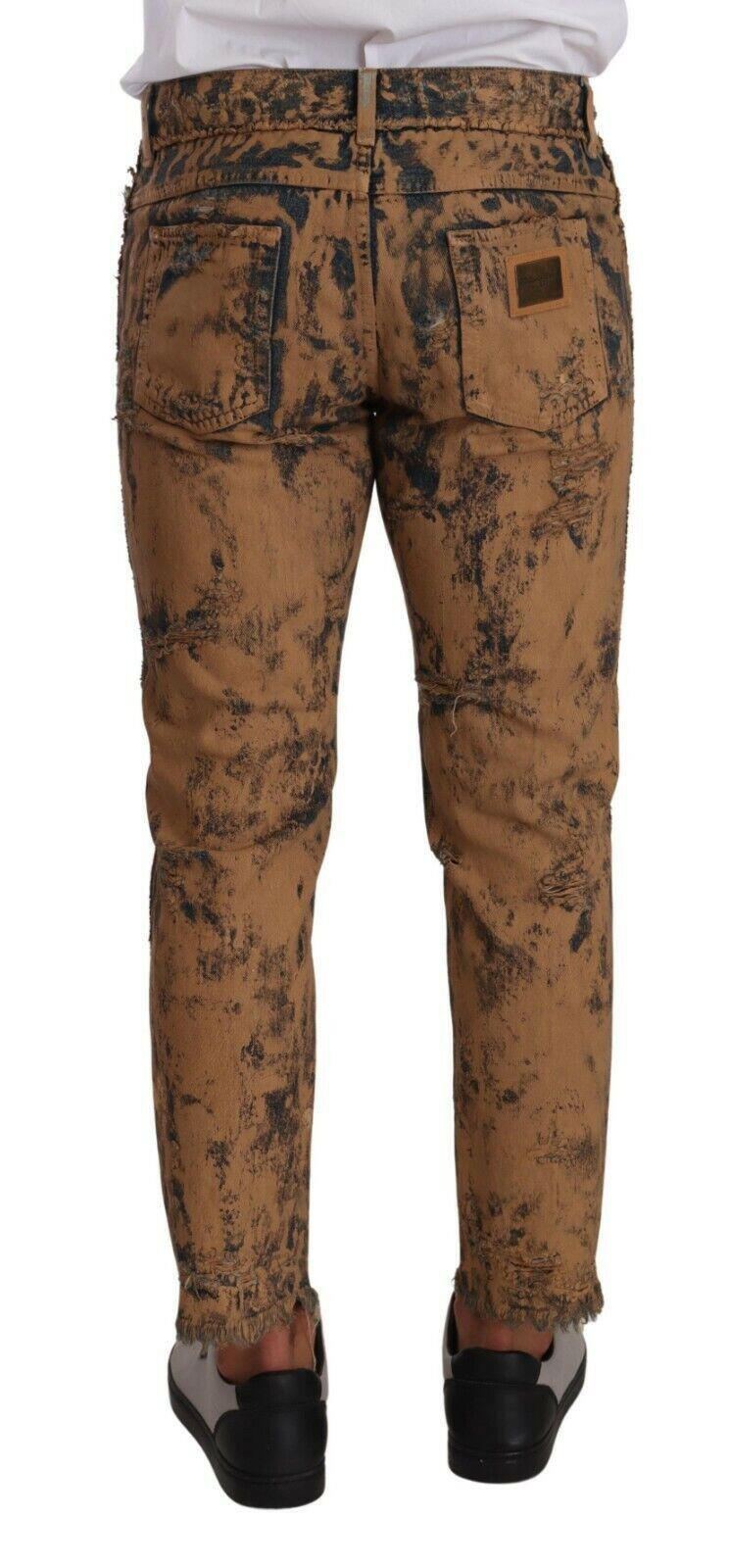 Dolce & Gabbana Brown Distressed Cotton Regular Denim Jeans -   -  Dolce & Gabbana.