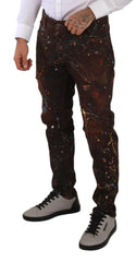 Dolce & Gabbana Brown Splash Color Cotton Regular Denim Jeans -   -  Dolce & Gabbana.