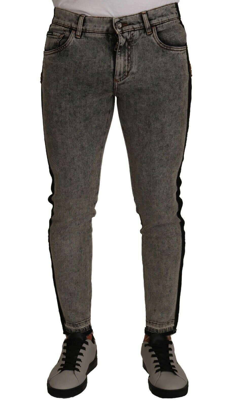 Dolce & Gabbana Gray Wash Crown Embellished Skinny Denim Jeans -   -  Dolce & Gabbana.