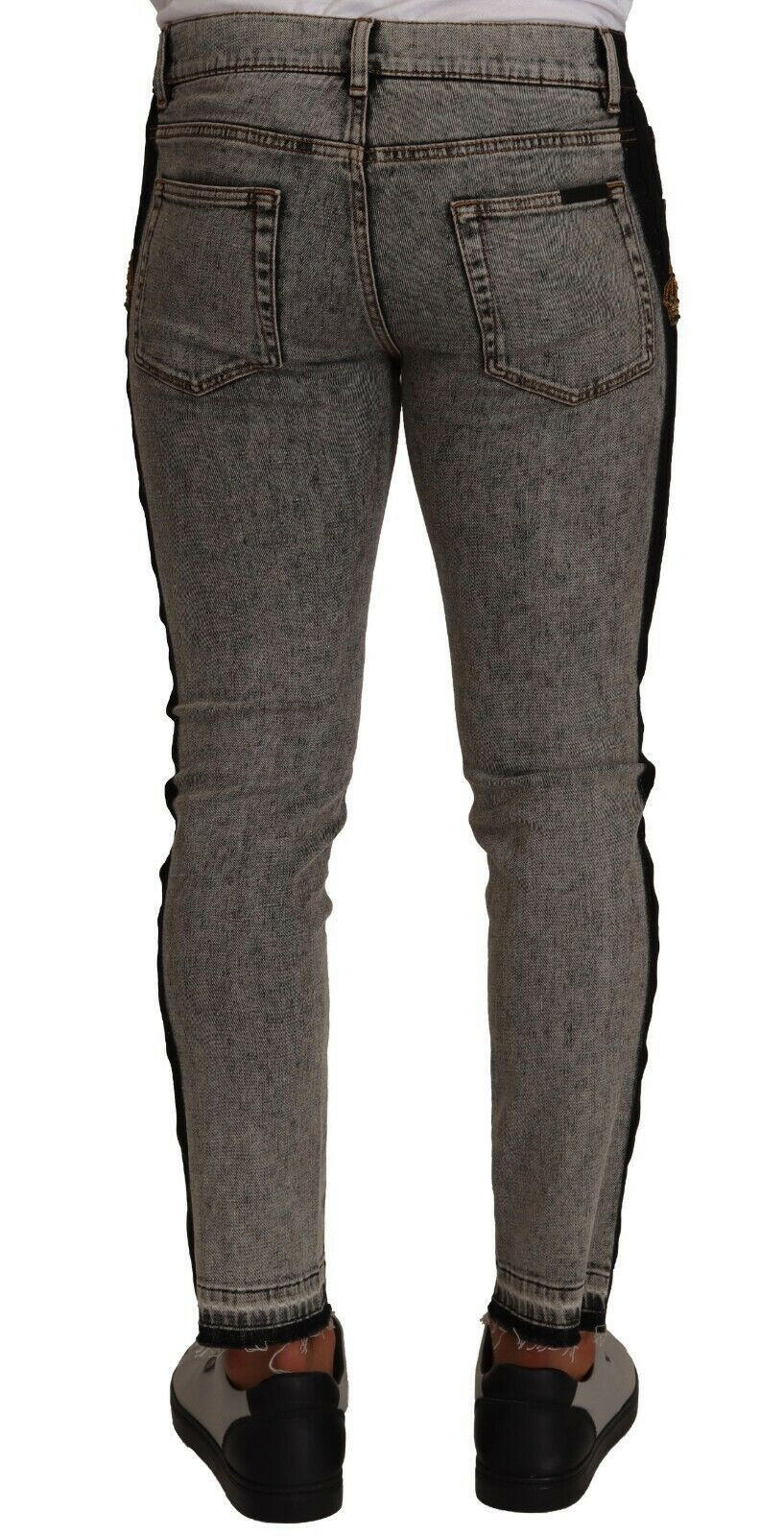 Dolce & Gabbana Gray Wash Crown Embellished Skinny Denim Jeans -   -  Dolce & Gabbana.