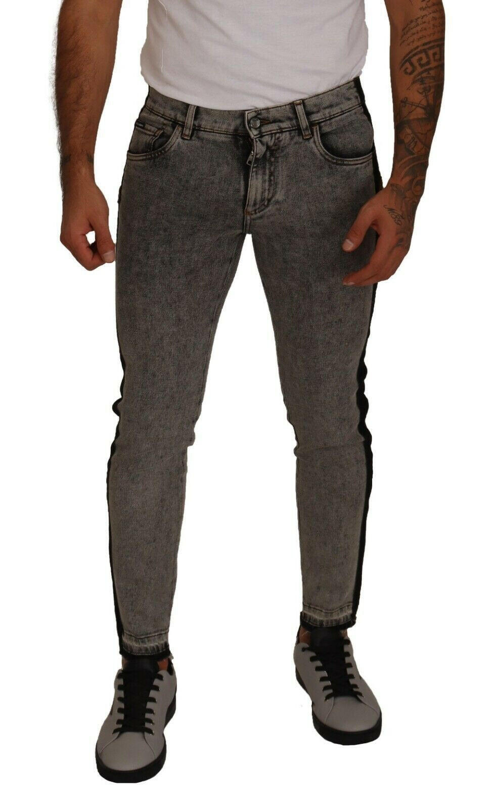 Dolce & Gabbana Gray Wash Crown Embellished Skinny Denim Jeans -   -  Dolce & Gabbana.
