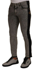 Dolce & Gabbana Gray Wash Crown Embellished Skinny Denim Jeans -   -  Dolce & Gabbana.