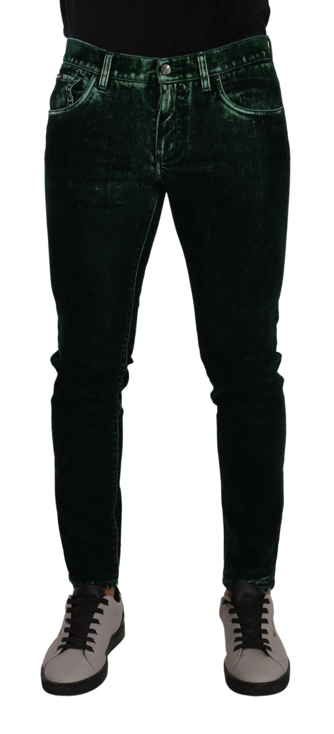 Dolce & Gabbana Green Cotton Stretch Skinny Slim Fit Jeans -   -  Dolce & Gabbana.