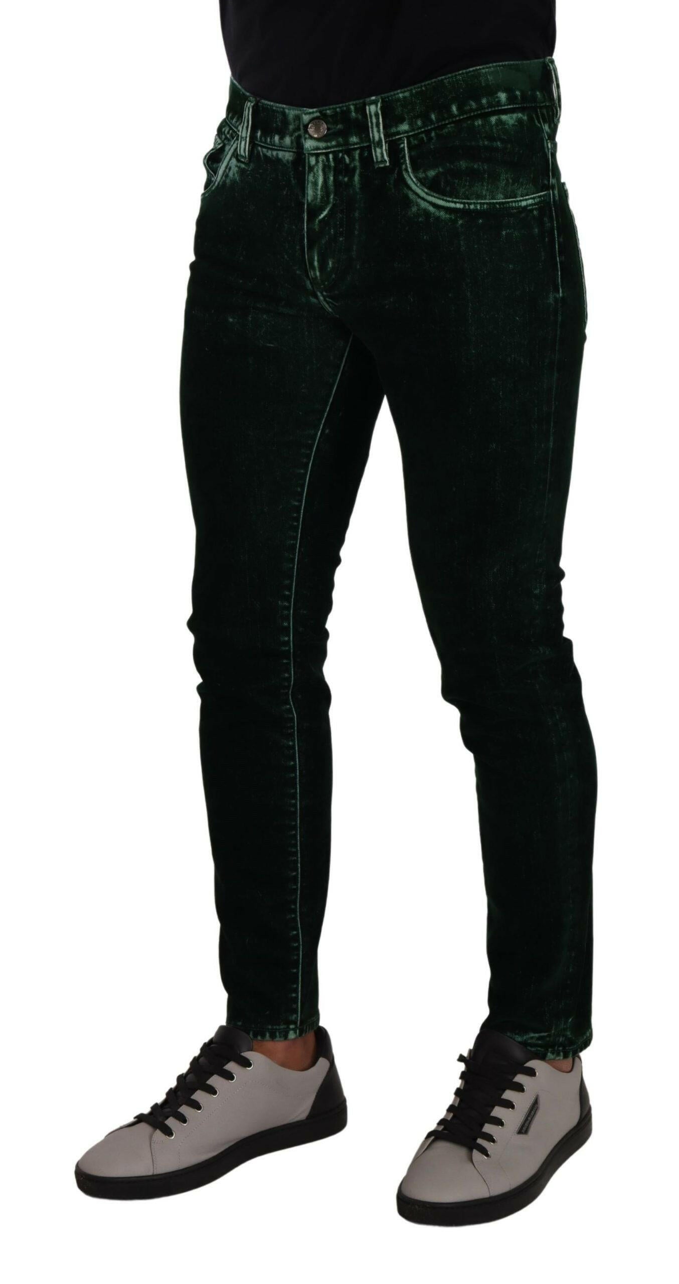 Dolce & Gabbana Green Cotton Stretch Skinny Slim Fit Jeans -   -  Dolce & Gabbana.