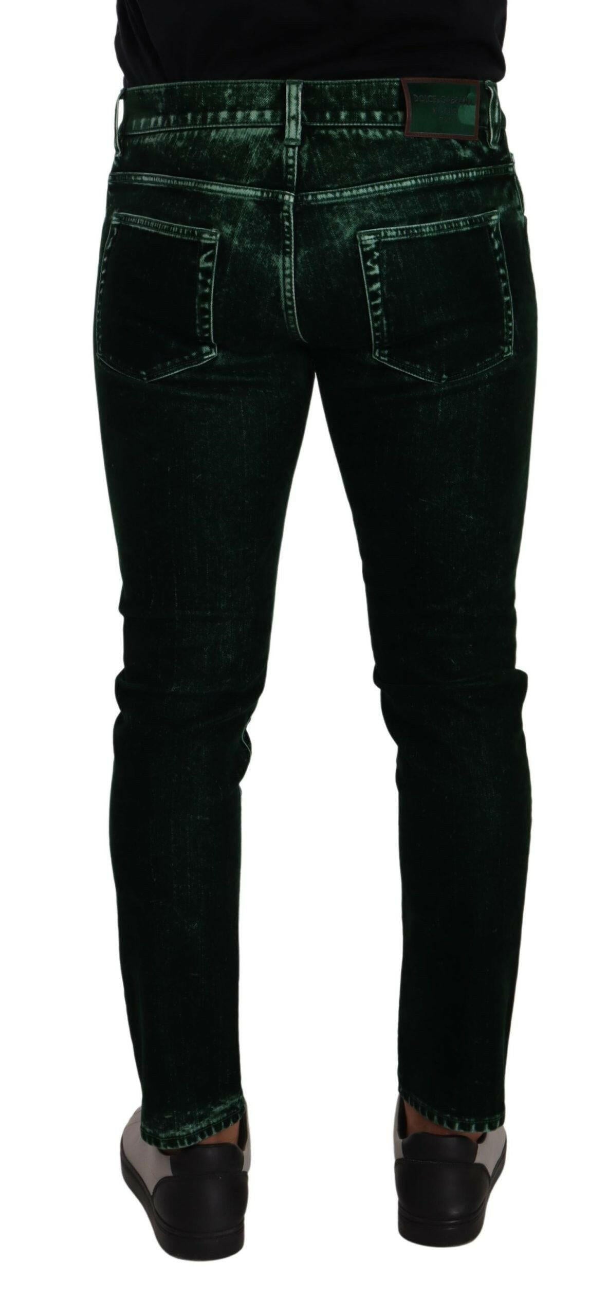 Dolce & Gabbana Green Cotton Stretch Skinny Slim Fit Jeans -   -  Dolce & Gabbana.