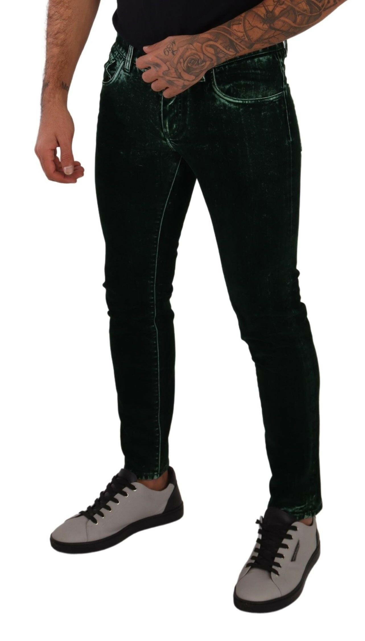 Dolce & Gabbana Green Cotton Stretch Skinny Slim Fit Jeans -   -  Dolce & Gabbana.