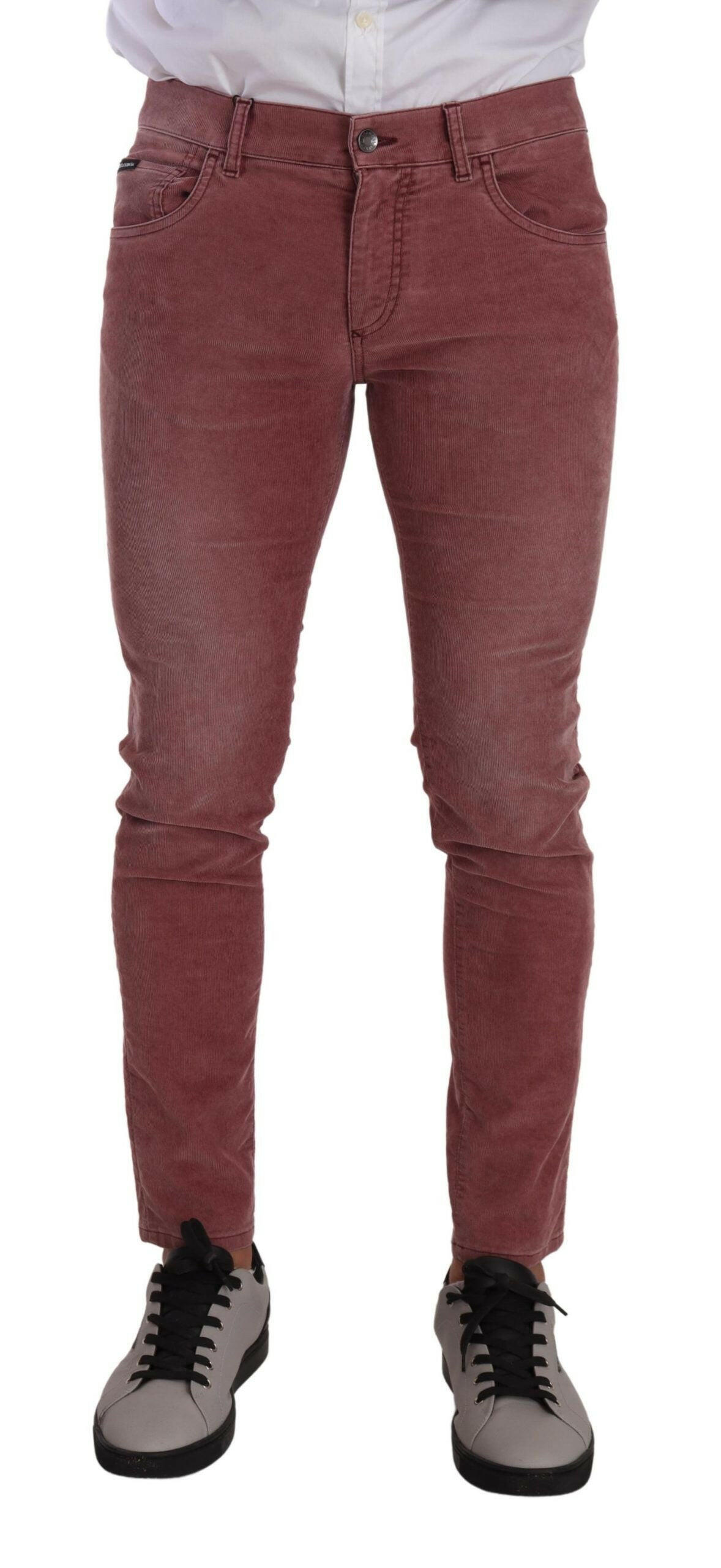 Dolce & Gabbana Pink Corduroy Cotton Skinny Men Denim Jeans -   -  Dolce & Gabbana.