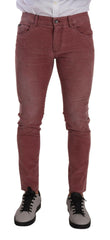 Dolce & Gabbana Pink Corduroy Cotton Skinny Men Denim Jeans -   -  Dolce & Gabbana.