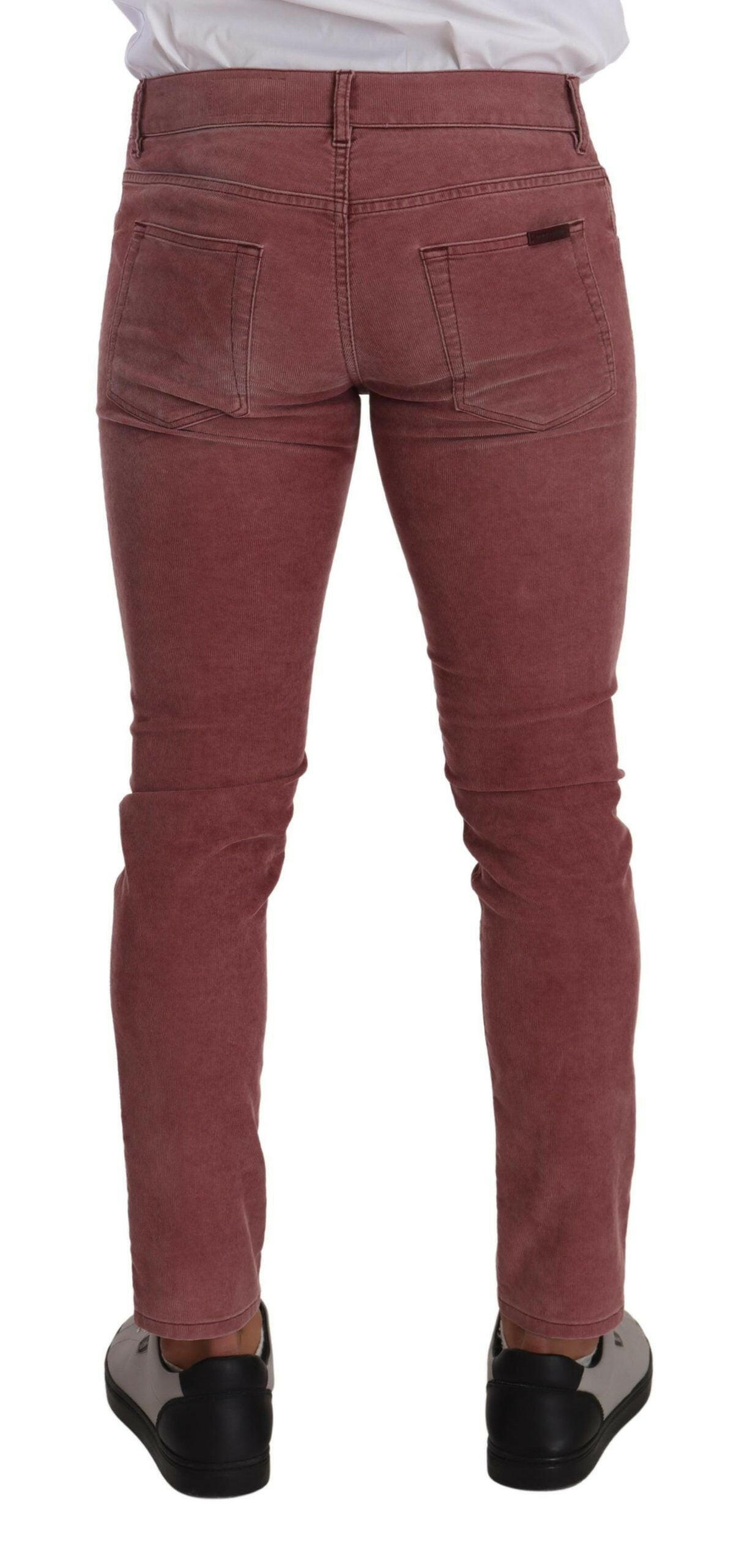 Dolce & Gabbana Pink Corduroy Cotton Skinny Men Denim Jeans -   -  Dolce & Gabbana.