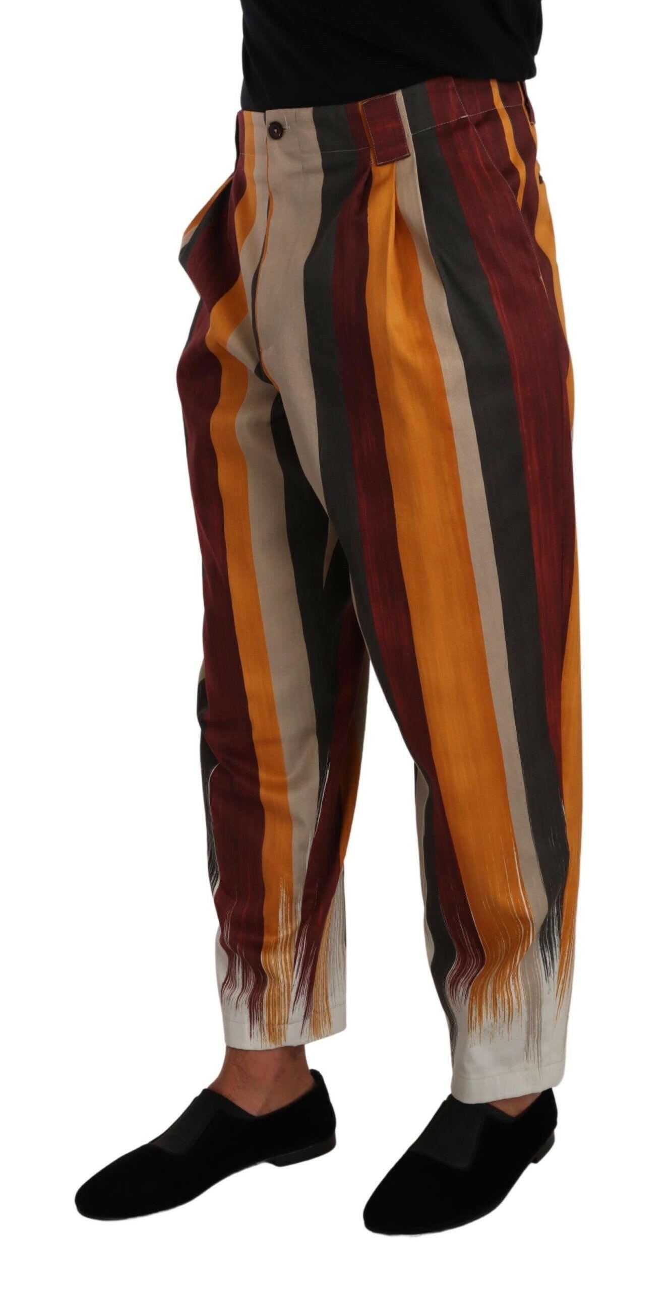 Dolce & Gabbana Multicolor Striped Cotton Tapered Trouser Pants -   -  Dolce & Gabbana.