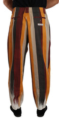 Dolce & Gabbana Multicolor Striped Cotton Tapered Trouser Pants -   -  Dolce & Gabbana.