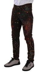 Dolce & Gabbana Brown Color Splash Cotton Regular Denim Jeans -   -  Dolce & Gabbana.