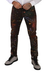 Dolce & Gabbana Brown Color Splash Cotton Regular Denim Jeans -   -  Dolce & Gabbana.