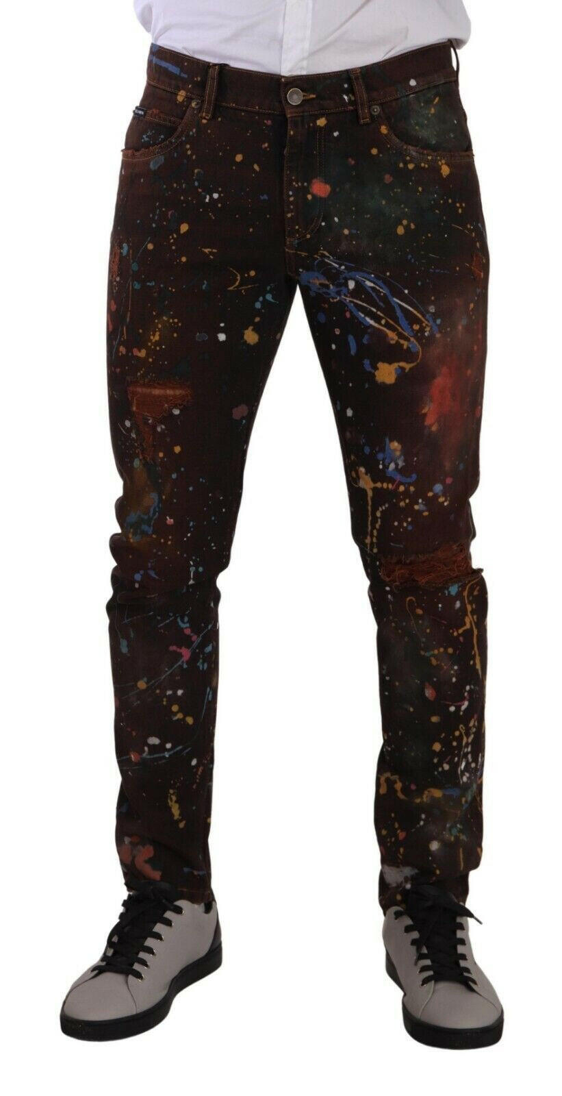 Dolce & Gabbana Brown Color Splash Cotton Regular Denim Jeans -   -  Dolce & Gabbana.