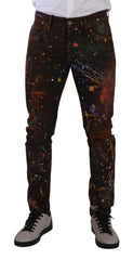 Dolce & Gabbana Brown Color Splash Cotton Regular Denim Jeans -   -  Dolce & Gabbana.