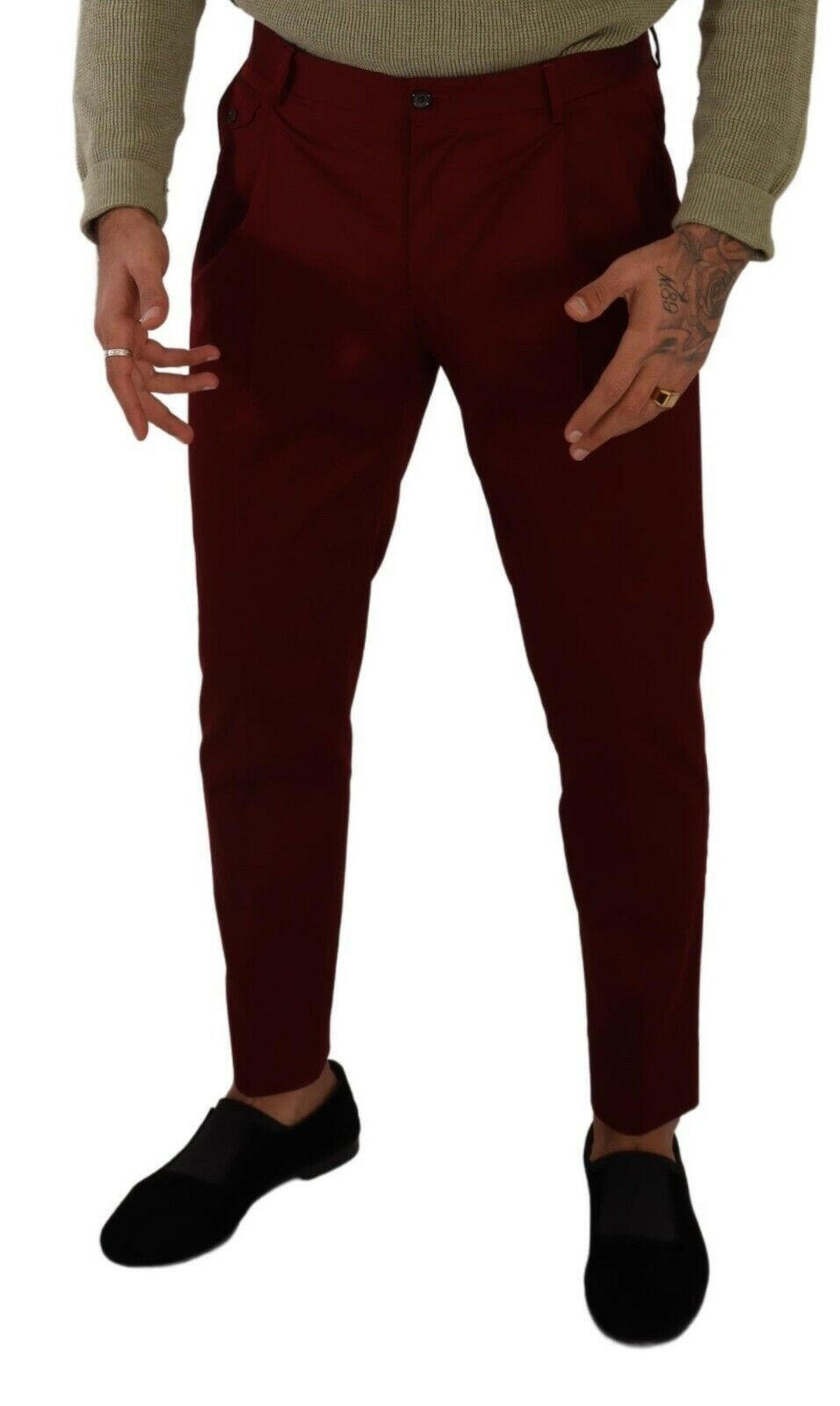 Dolce & Gabbana Dark Red Cotton Mens Chinos Trouser Dress Pants -   -  Dolce & Gabbana.