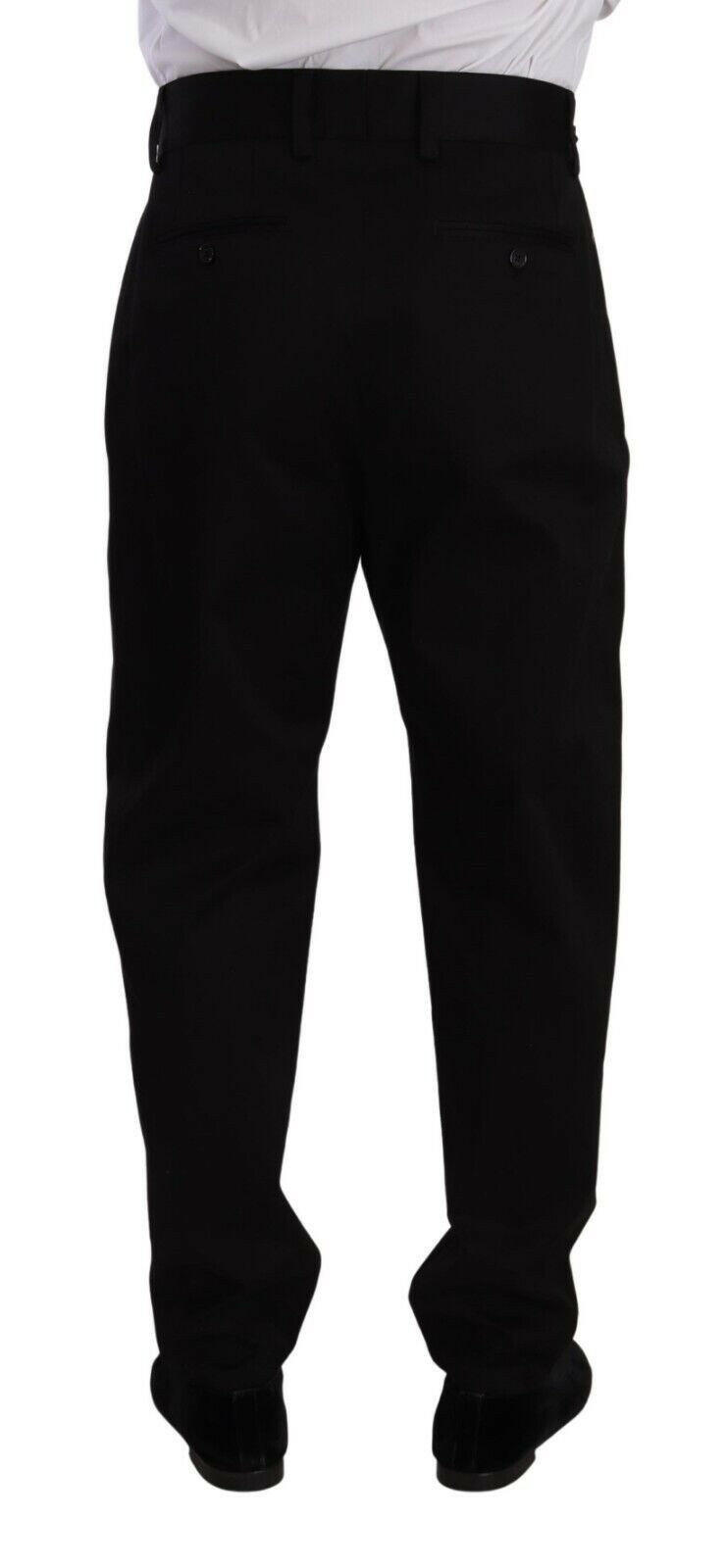 Dolce & Gabbana Black Cotton High Waist Men Trouser Dress Pants -   -  Dolce & Gabbana.
