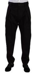 Dolce & Gabbana Black Cotton High Waist Men Trouser Dress Pants -   -  Dolce & Gabbana.