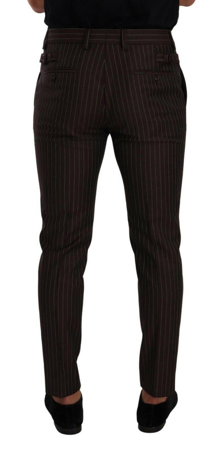 Dolce & Gabbana Brown Striped Wool Formal Trouser Dress Pants -   -  Dolce & Gabbana.