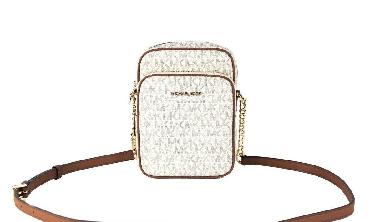 Michael Kors Jet Set Medium Vanilla PVC North South Chain Crossbody Handbag -  Luxury Cross Body Bag for Women -  Michael Kors.