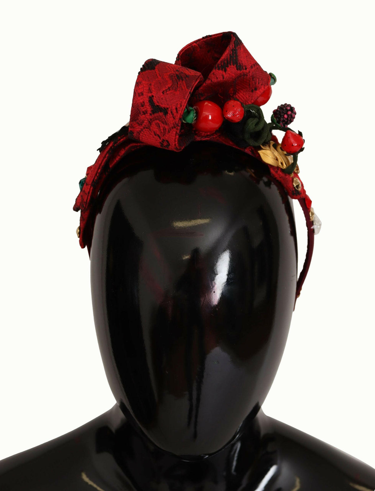 Dolce & Gabbana Cherry Silk Crystal Bow Logo Diadem Tiara Headband -   -  Dolce & Gabbana.