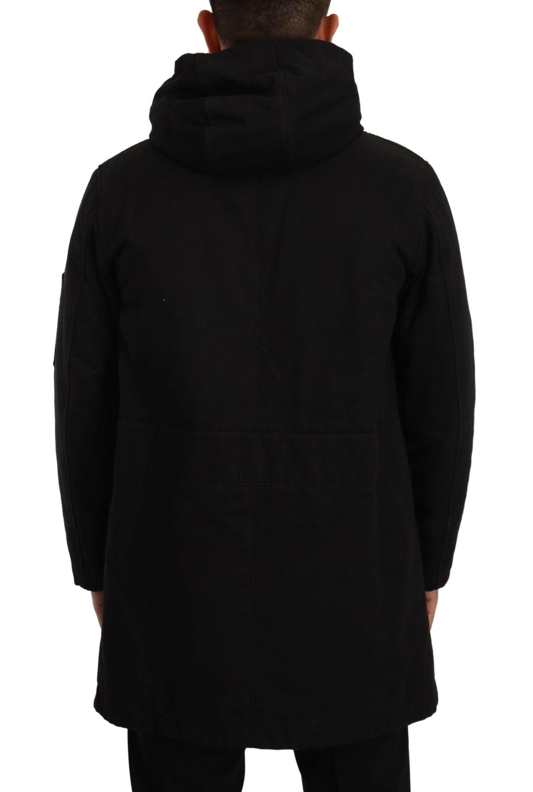 Dolce & Gabbana Black Denim Hooded Parka Coat Winter Jacket -   -  Dolce & Gabbana.