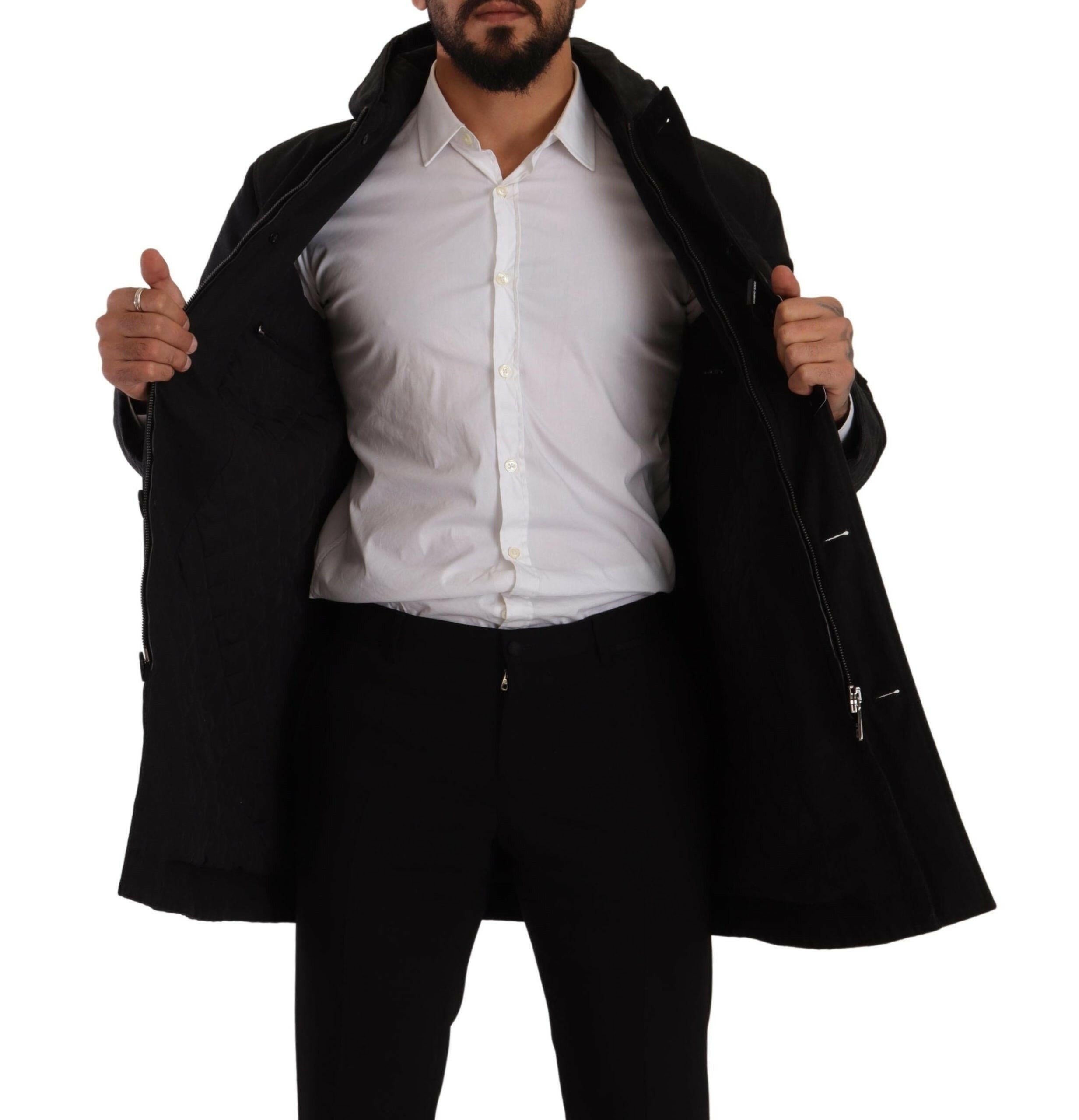 Dolce & Gabbana Black Denim Hooded Parka Coat Winter Jacket -   -  Dolce & Gabbana.