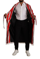 Dolce & Gabbana Red White Striped Silk Mens Night Gown Robe -   -  Dolce & Gabbana.