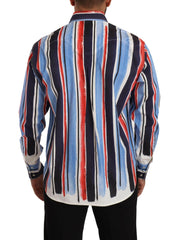 Dolce & Gabbana Red Striped Long Sleeve Cotton Shirt Blue -   -  Dolce & Gabbana.