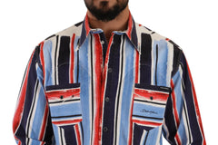 Dolce & Gabbana Red Striped Long Sleeve Cotton Shirt Blue -   -  Dolce & Gabbana.