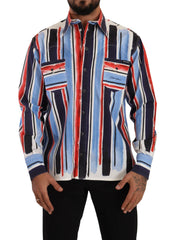 Dolce & Gabbana Red Striped Long Sleeve Cotton Shirt Blue -   -  Dolce & Gabbana.
