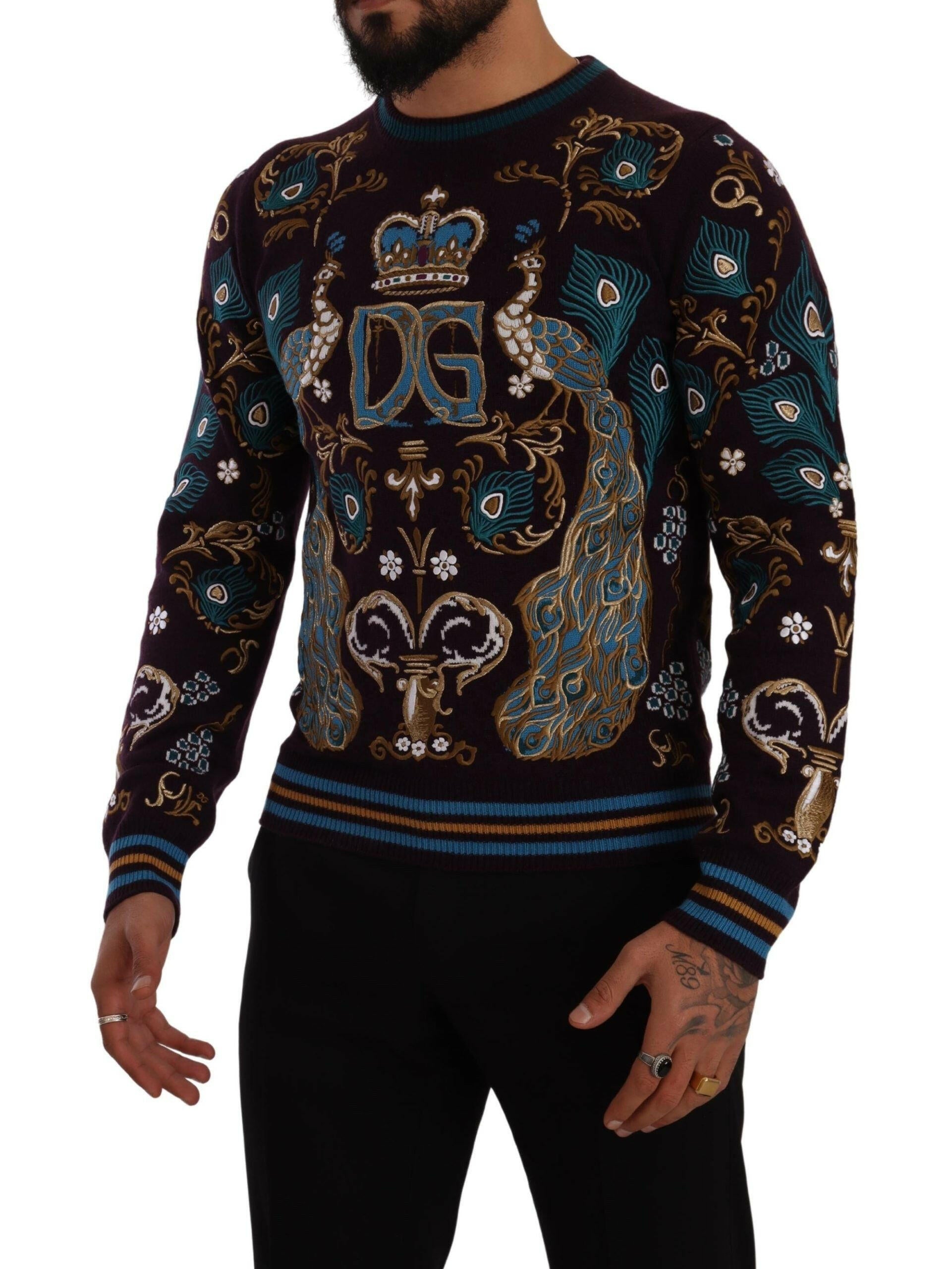 Dolce & Gabbana Bordeaux Cashmere DG Crown Embroidered Sweater -   -  Dolce & Gabbana.