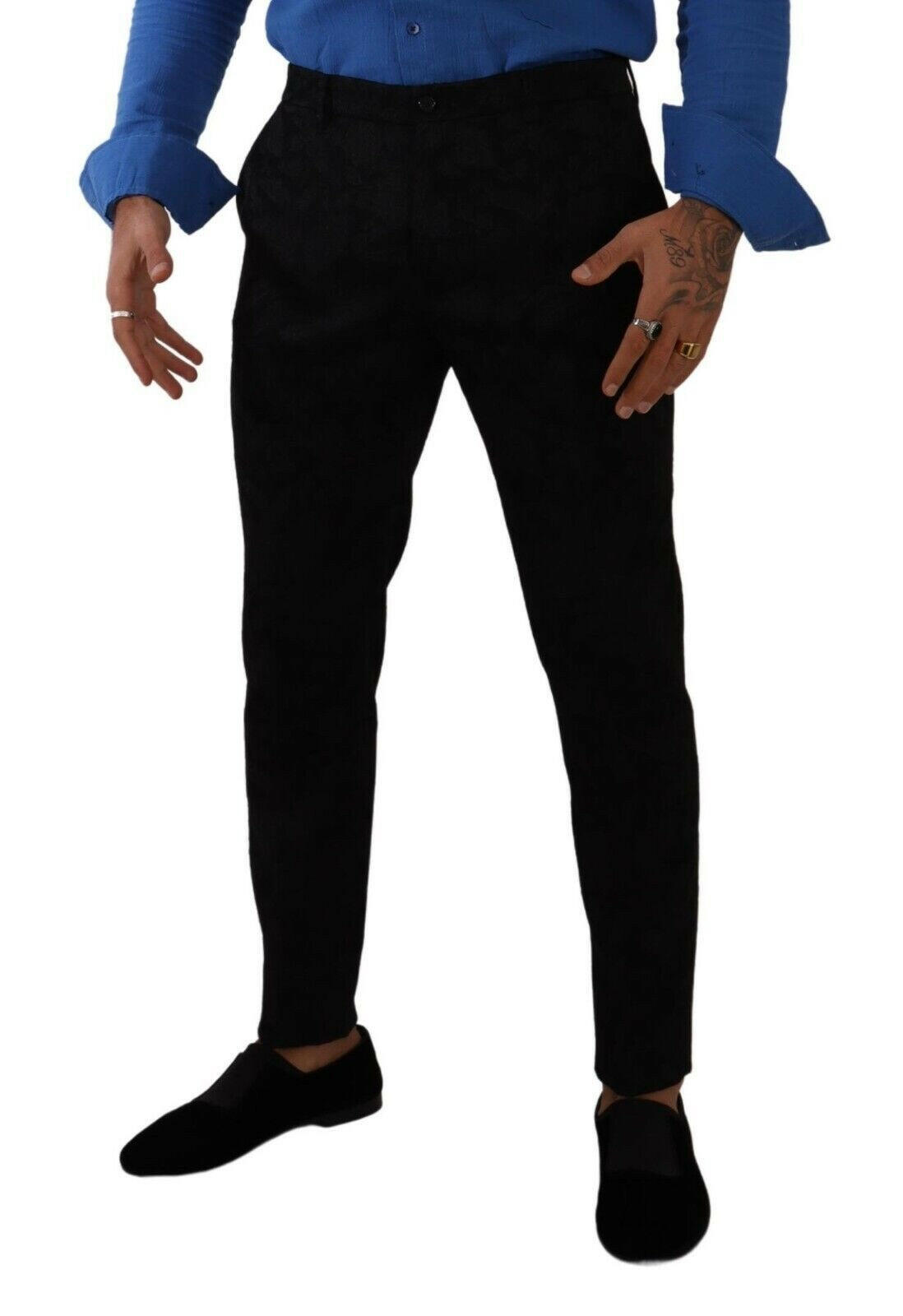 Dolce & Gabbana Black Brocade Skinny Formal Trouser Dress Pants -   -  Dolce & Gabbana.