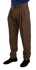 Dolce & Gabbana Brown Leather Tapered High Waist Pants -   -  Dolce & Gabbana.