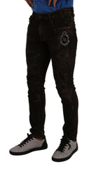 Dolce & Gabbana Brown DG Crown Logo Cotton Skinny Denim Jeans -   -  Dolce & Gabbana.