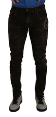 Dolce & Gabbana Brown DG Crown Logo Cotton Skinny Denim Jeans -   -  Dolce & Gabbana.